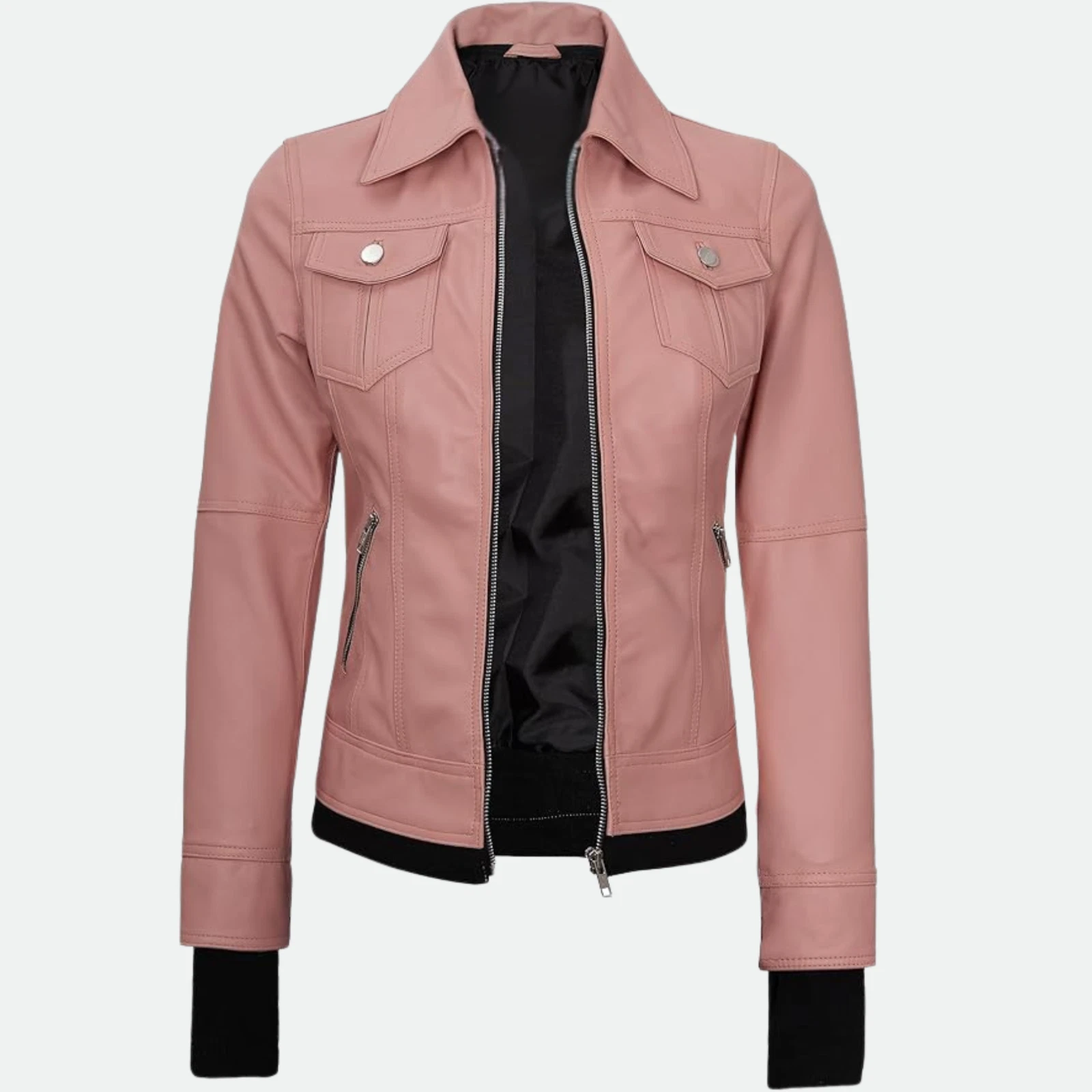 Removable Hood & Bomber Real Lambskin Leather Jacket