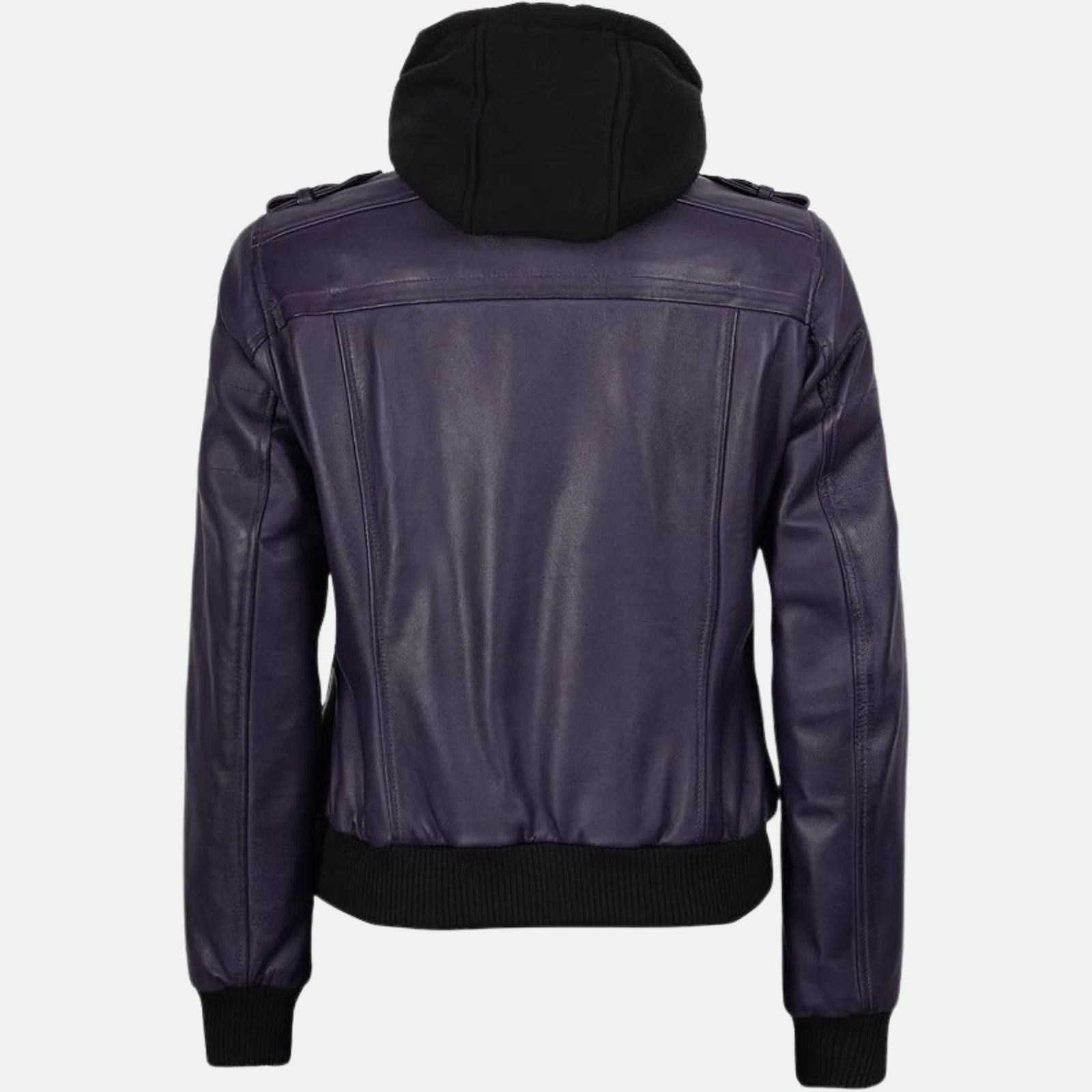 Removable Hood & Bomber Real Lambskin Leather Jacket