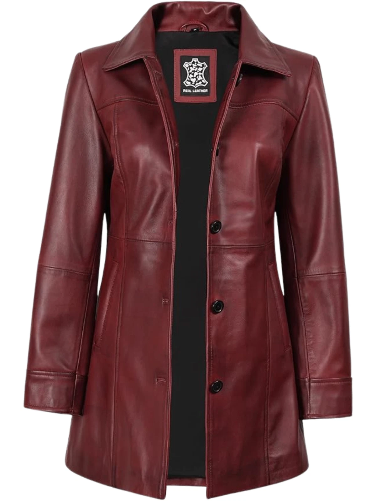Leather Coats for Women - Real Lambskin Long Leather Jacket Women - Image 2